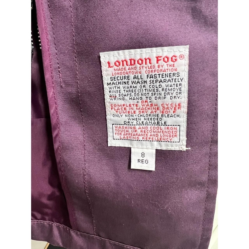 LONDON FOG Womens Size 8 Purple Classic Trench Coat Paisley Lined Vintage - Picture 5 of 13